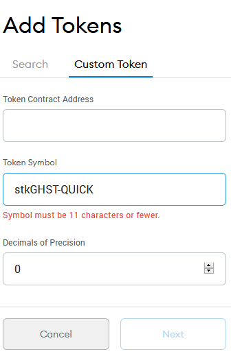 Metamask Token Symbol Limit