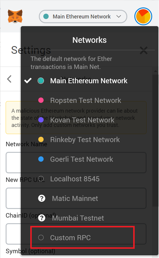 Metamask Custom RPG